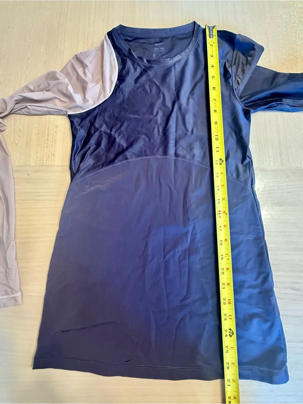 Nike Pro Hypercool Long Sleeve Colorblock Top Sheer Purple Nude Nylon